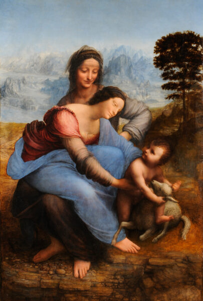 Sainte Anne, la Vierge et l'Enfant Jésus jouant avec un agneau, Léonard de Vinci / ©RES